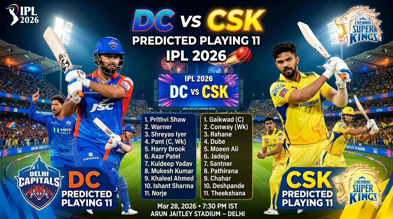 DC vs CSK Predicted Playing 11